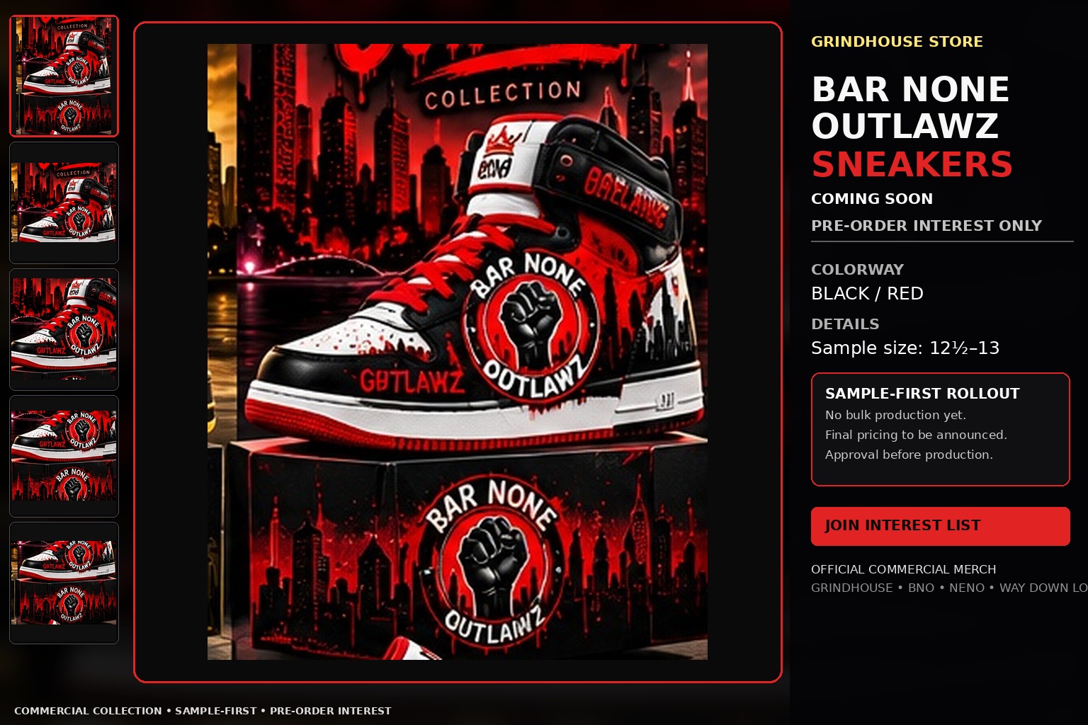BAR NONE OUTLAWZ Sneakers Black Red
