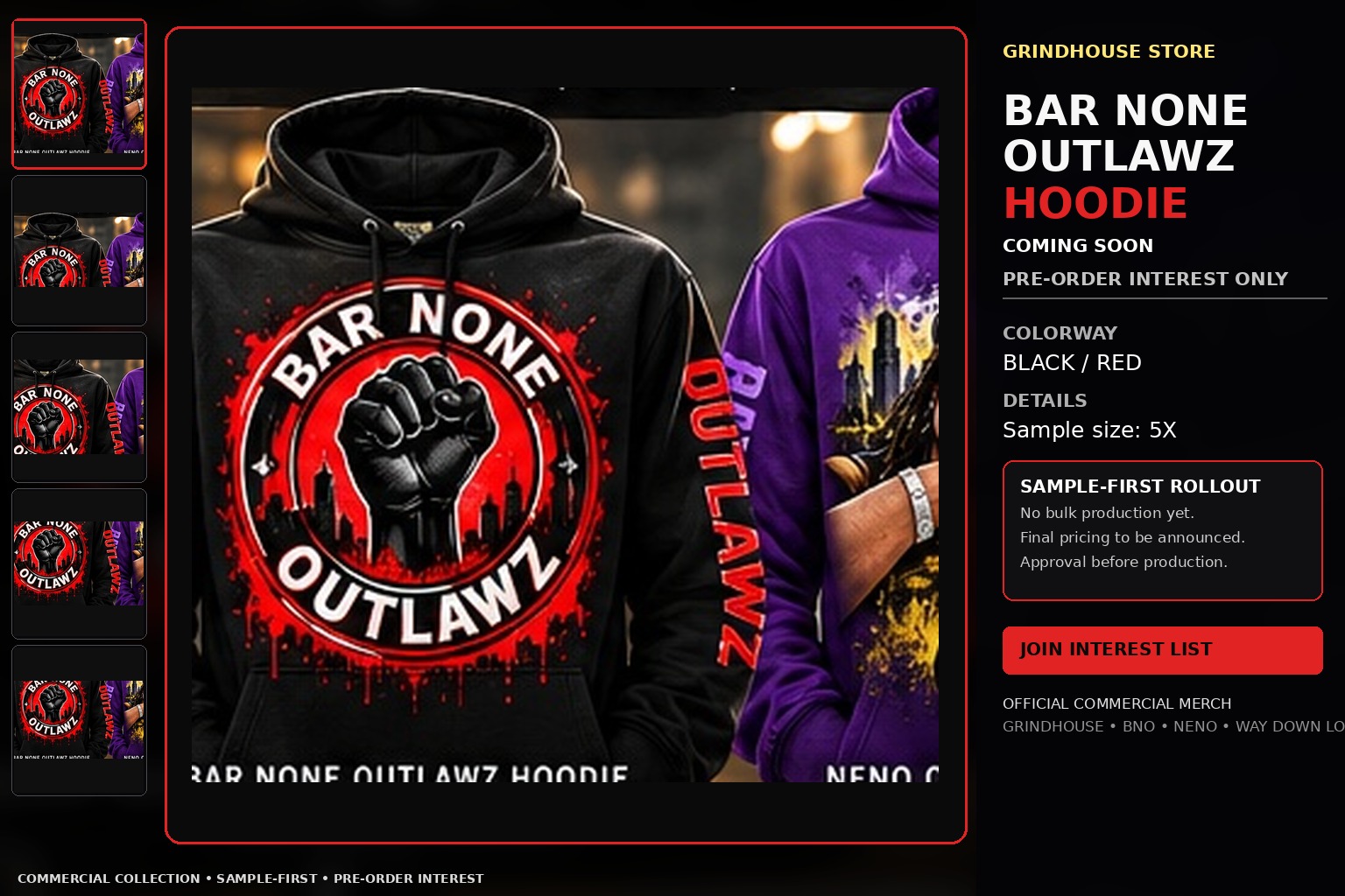 BAR NONE OUTLAWZ Hoodie Black Red