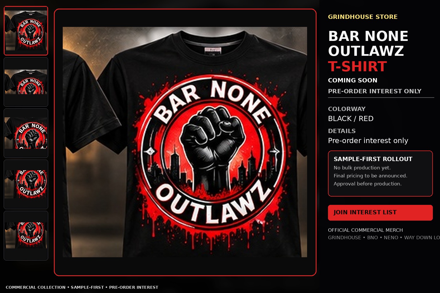 BAR NONE OUTLAWZ T-Shirt Black Red