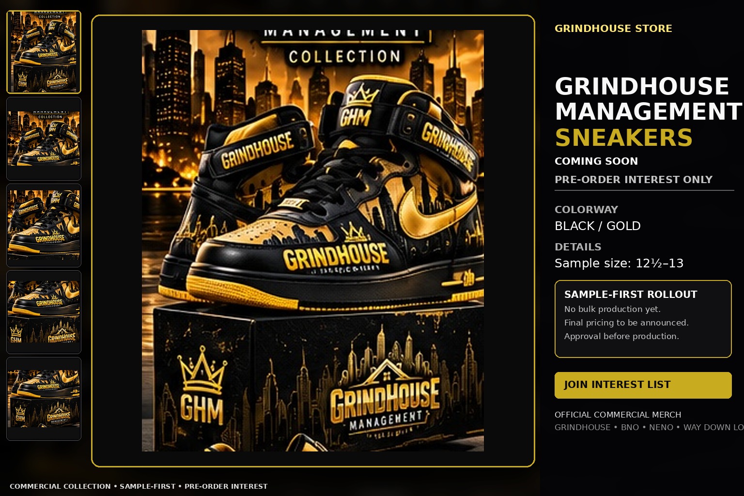 GRINDHOUSE MANAGEMENT Sneakers Black Gold