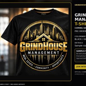 GRINDHOUSE MANAGEMENT T-Shirt — Black/Gold