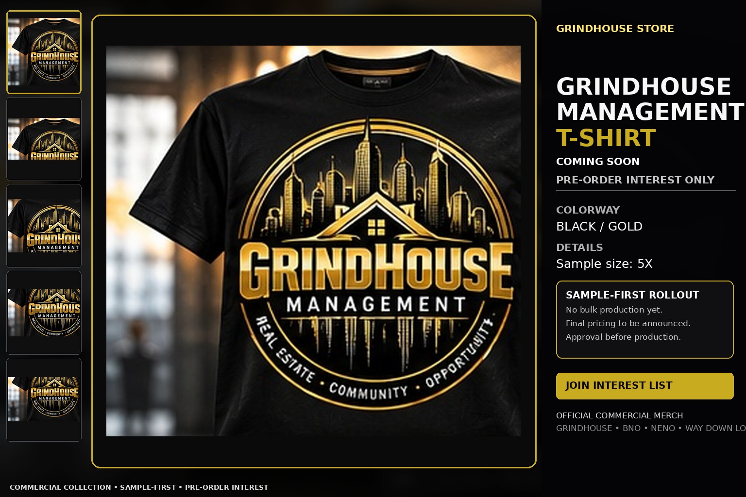GRINDHOUSE MANAGEMENT T-Shirt Black Gold