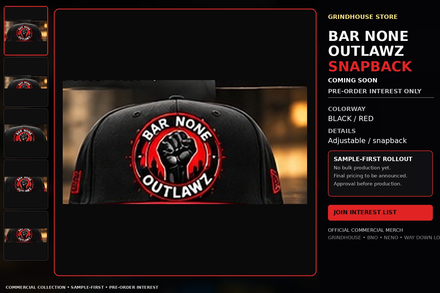 BAR NONE OUTLAWZ Snapback Black Red