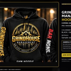 GRINDHOUSE MANAGEMENT Hoodie — Black/Gold