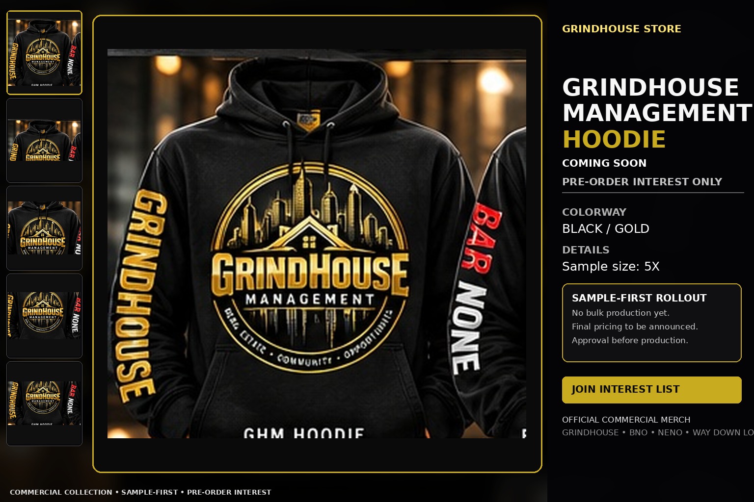 GRINDHOUSE MANAGEMENT Hoodie Black Gold