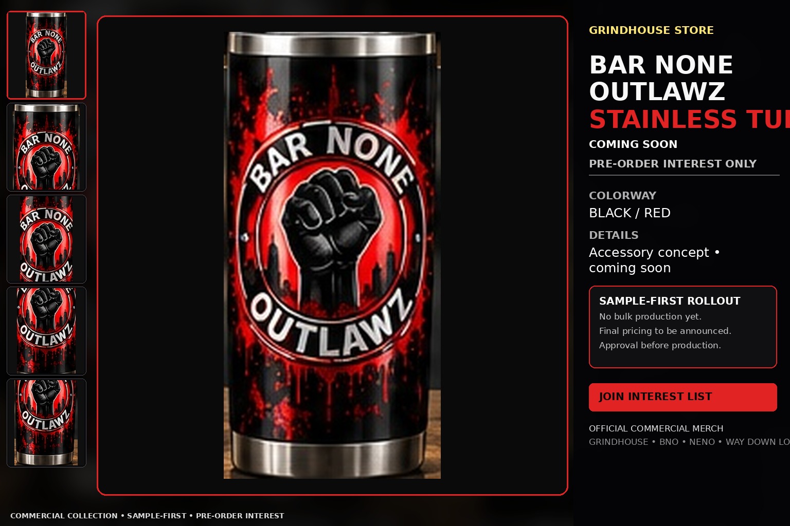 BAR NONE OUTLAWZ Stainless Tumbler Showcase